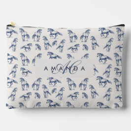 Elegante Blaue Pferde Mit Monogramm Erstgeschenke Zubehörtasche