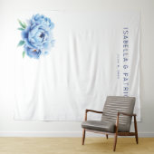 Elegante blaue Pfingstrosen-Einladung Wandteppich (Beispiel (Horizontal))