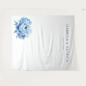 Elegante blaue Pfingstrosen-Einladung Wandteppich (Vorderseite (Horizontal))