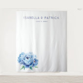 Elegante blaue Pfingstrosen-Einladung Wandteppich (Vorderseite)