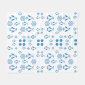 Elegante blaue Pinguine mit Schneeflocken Fleecedecke (Vorderseite (Horizontal))