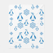 Elegante blaue Pinguine mit Schneeflocken Fleecedecke (Vorderseite)