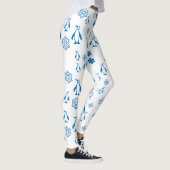 Elegante blaue Pinguine mit Schneeflocken Leggings (Rechts)