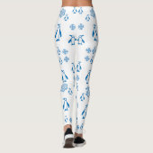 Elegante blaue Pinguine mit Schneeflocken Leggings (Rückseite)