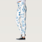 Elegante blaue Pinguine mit Schneeflocken Leggings (Links)