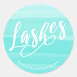 Elegante blaue Pinzette mit Wasserfarbenbürsten Runder Aufkleber