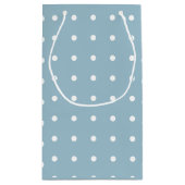 Elegante blaue Polka-Dot-Papiertüte Kleine Geschenktüte (Rückseite)