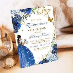 Elegante blaue Quinceañera-Einladung Einladung