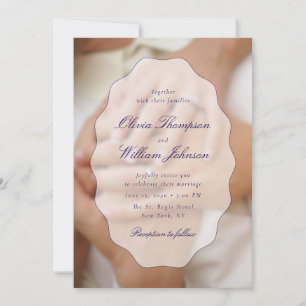 Elegante blaue Rahmen-Foto-Hochzeitseinladung Einladung