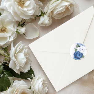 Elegante blaue Regency-Cameo-Rosen Runder Aufkleber
