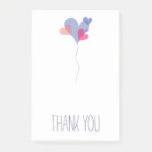 Elegante, blaue Rosa Ballonherzen minimalistisch Post-it Klebezettel (Vorderseite)