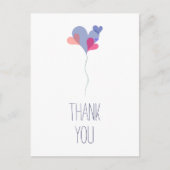 Elegante, blaue Rosa Ballonherzen minimalistisch Postkarte (Vorderseite)