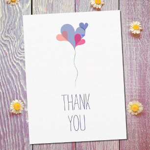 Elegante, blaue Rosa Ballonherzen minimalistisch Postkarte