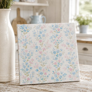 Elegante blaue rosa Blumenkeramikfliese Fliese