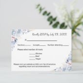 Elegante blaue Rose_2 RSVP Karte (Stehend Vorderseite)