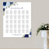 Elegante blaue Rose 30 Tabelle Seating Chart Poster