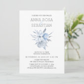 *~* Elegante blaue Rose AR15 WEDDING RSVP + Einladung (Stehend Vorderseite)