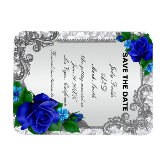 Elegante blaue Rose beim Hochzeitsfeiern Magnet (Horizontal)