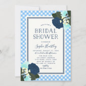 Elegante blaue Rose Blumendusche Einladung (Vorderseite)