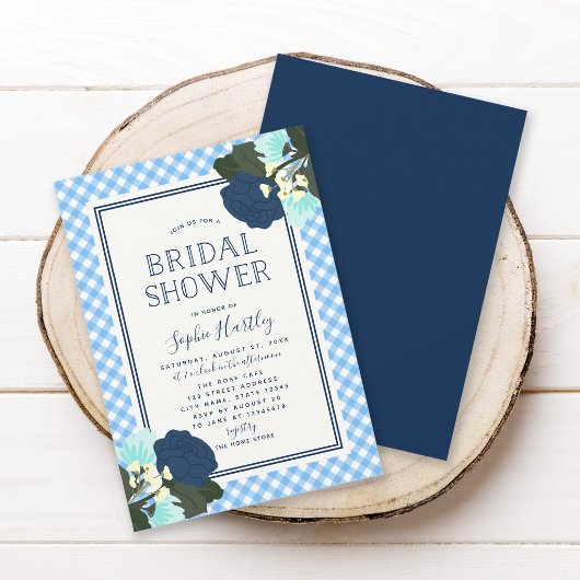 Elegante blaue Rose Blumendusche Einladung