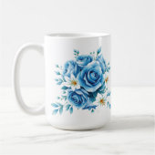 Elegante blaue Rose Blumenstrauß-Kunst, Dichtung u Kaffeetasse (Links)