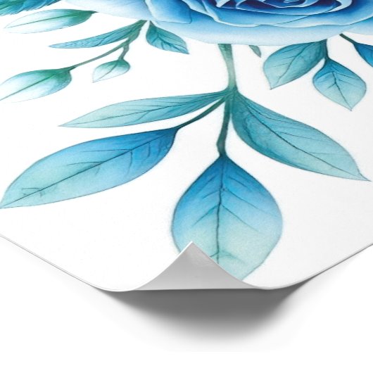 Elegante blaue Rose Blumenstrauß-Kunst, Dichtung u Poster (Ecke)