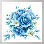 Elegante blaue Rose Blumenstrauß-Kunst, Dichtung u Poster (Vorne)
