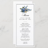 Elegante blaue Rose Hochzeit religiös Menükarte (Vorne/Hinten)