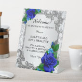 Elegante blaue Rose Hochzeitsicherheit Sockelschild (In SItu)