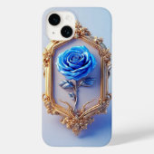 Elegante blaue Rose in Verziertem Goldrahmen Case-Mate iPhone Hülle (Rückseite)