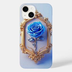 Elegante blaue Rose in verziertem Goldrahmen Case-Mate iPhone 14 Hülle