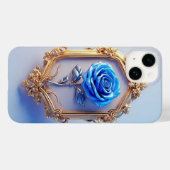 Elegante blaue Rose in Verziertem Goldrahmen Case-Mate iPhone Hülle (Rückseite (Horizontal))