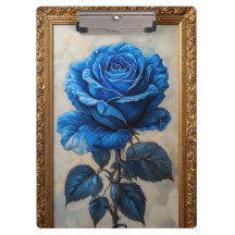 Elegante blaue Rose in Verziertem Goldrahmen