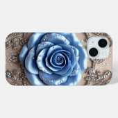 Elegante blaue Rose mit Glittering Diamonds Case-Mate iPhone Hülle (Rückseite (Horizontal))
