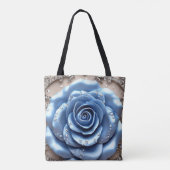 Elegante blaue Rose mit Glittering Diamonds Tasche (Rückseite)