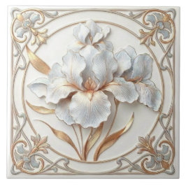 Elegante Blaue Roségold stilisierte Lilien Fliese
