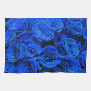 Elegante blaue Rosen blaue Blumen blaues Floral Geschirrtuch