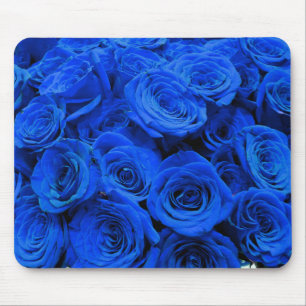 Elegante blaue Rosen blaue Blumen blaues Florales Mousepad