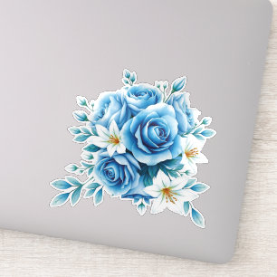 Elegante blaue Rosen-Blumenkunst  Aufkleber