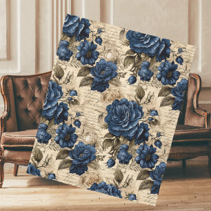 Elegante blaue Rosen Blumenmuster Fleecedecke