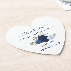 Elegante Blaue Rosen Boho Chic Hochzeits-Dankeschö Untersetzer