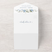 Elegante blaue Rosen mit Blumen All In One Einladung (Außenbereich)