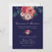 Elegante blaue rote Rosen Einladung zur Hochzeit (Vorderseite)