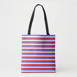Elegante blaue rote weiße Streifen Tasche