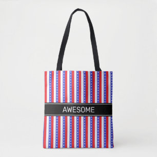Elegante blaue rote weiße vertikale Streifen Tasche