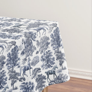 Elegante Blaue Rustikale Pferde Tischdecke