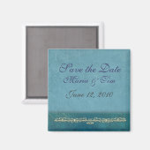 Elegante, blaue Save the Date Vorlage Magnet (Vorderseite/Rückseite)