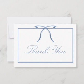 Elegante blaue Schleife Baby Shower Dankeskarten Dankeskarte