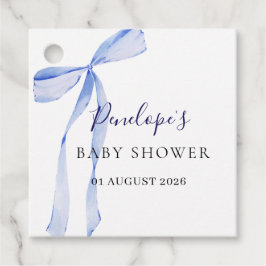 Elegante blaue Schleife Baby Shower Favor Tags Cus Geschenkanhänger