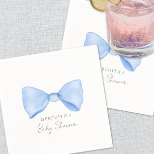 Elegante Blaue Schleife Babyparty Serviette